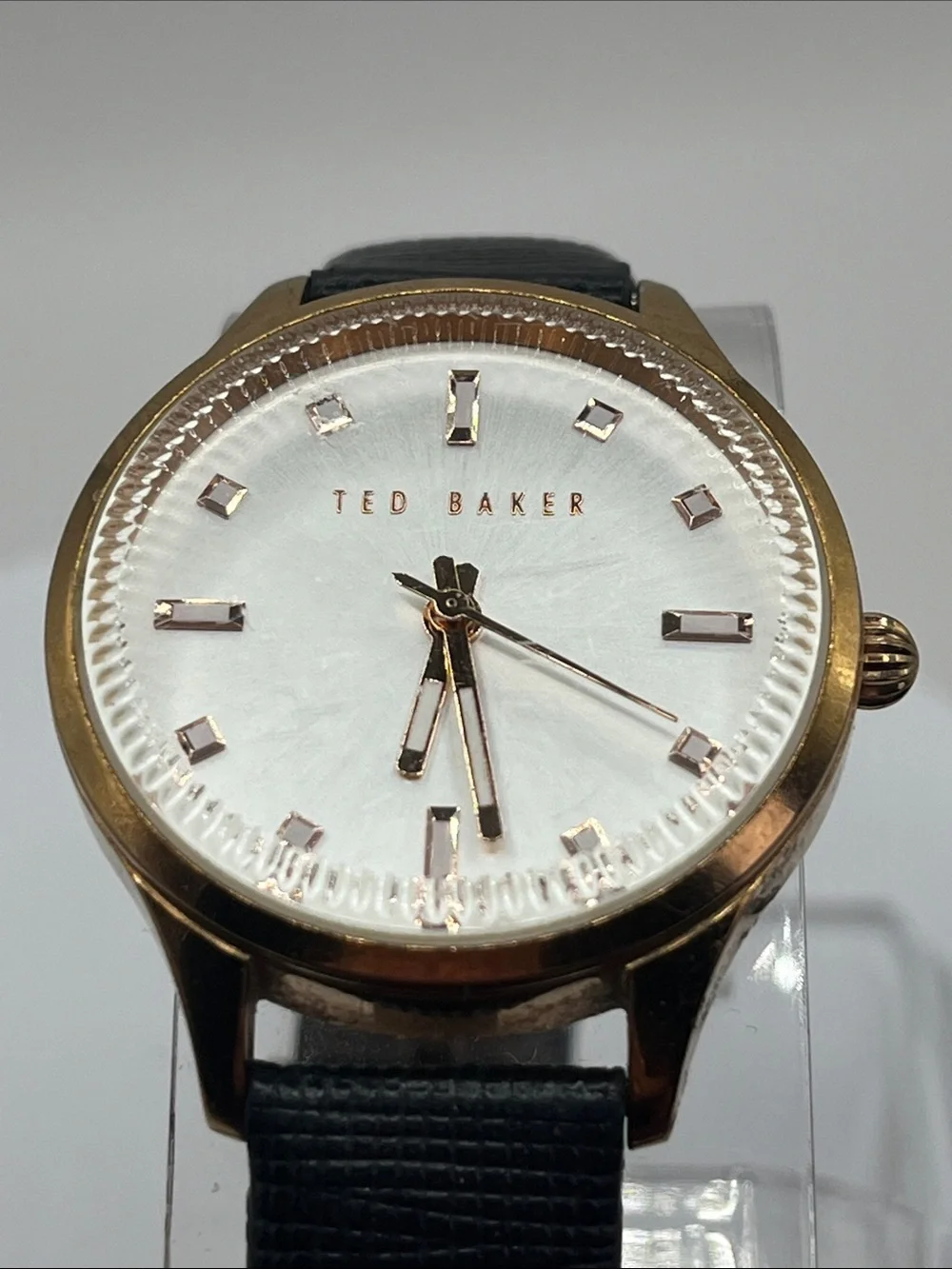 Ted Baker Gold-Tone Case White Dial Watch with Black Strap 31mm